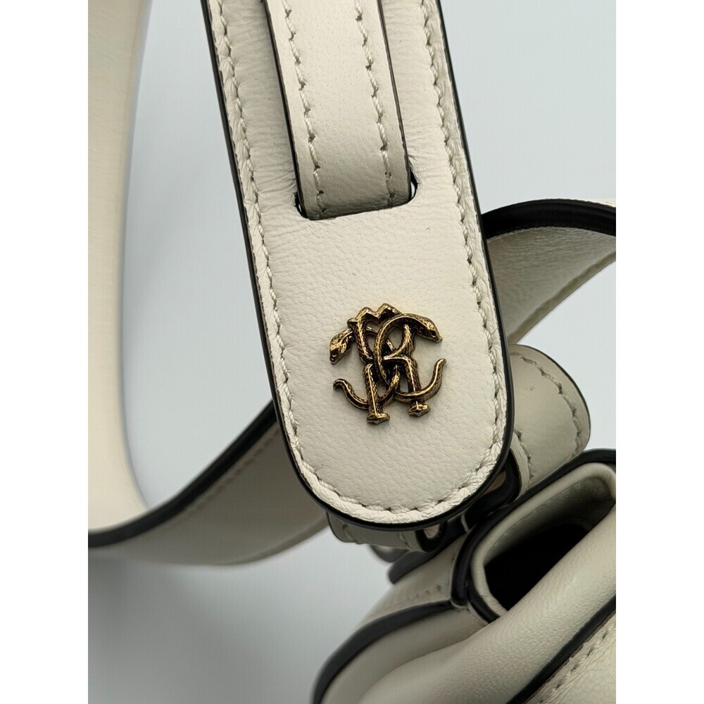 Vintage Roberto Cavalli Fang Bang Shoulder Bag Womens White Small Saddle Luxury - Picture 8 of 12